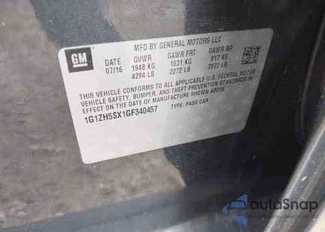 2016 Chevrolet Malibu Premier из США, поврежденный, VIN 1G1ZH5SX1GF340457